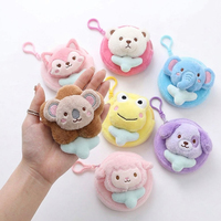 Porte-monnaie en peluche 3D Kawaii en forme de sirène, koala, renard, éléphant, grenouille, mouton, chiot, mini sac porte-clés personnalisé avec logo pour filles et enfants