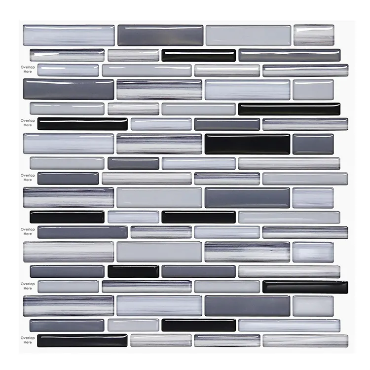 12*12inch grey self-adhesive mosaic tiles wall sticker Light 3D Backsplash Peel and Stick Wallpaper Smart Tile