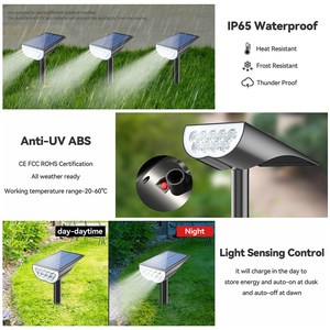 Năng lượng mặt trời Spotlight ngoài trời không thấm nước sáng vườn đèn cảnh quan 5 chế độ chiếu sáng <span class=keywords><strong>LED</strong></span> Đèn sân khấu - Product Image 4
