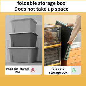 Caja de Almacenamiento Plegable 27/40/56/88/120L, Organizador Moderno y Sostenible de Plástico Transparente con Tapa, Multifuncional con Ruedas para Ropa - Product Image 5