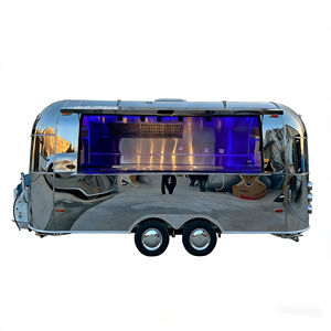 Carrito de Comida Móvil Curvo de Acero Inoxidable Pulido con Iluminación LED Azul para Catering y Venta Nocturna Urbana - Product Image 5