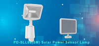 Lampe solaire LED RGB étanche Pdlux PD-SLL80(SM) pour patio extérieur, jardin et escaliers de cour, portée 15m, 0.06W, détecteur de mouvement, IP54