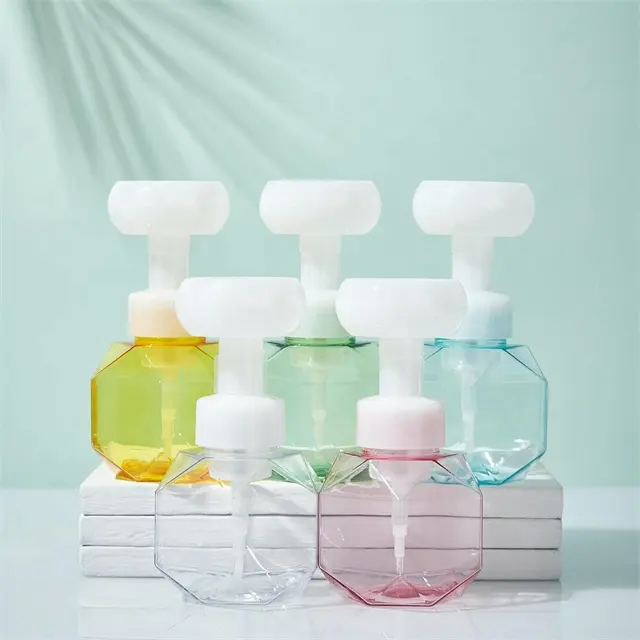 300 Ml Vervanging Plastic Kleurrijke Bloem Schuim Zeeppomp Schuimende Hand Wasfles Groothandel