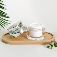 Pot cosmétique en Lucite 30g 50g à double paroi, ensemble d'urnes cosmétiques avec couvercle chromé argenté, pot de beauté vide, récipient de soin en vrac