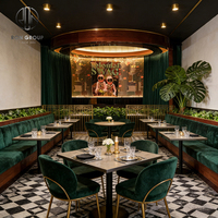 Table Ronde Carrée Personnalisée en Marbre Ron Group, Sièges en Velours pour Restaurant, Chaise avec Table