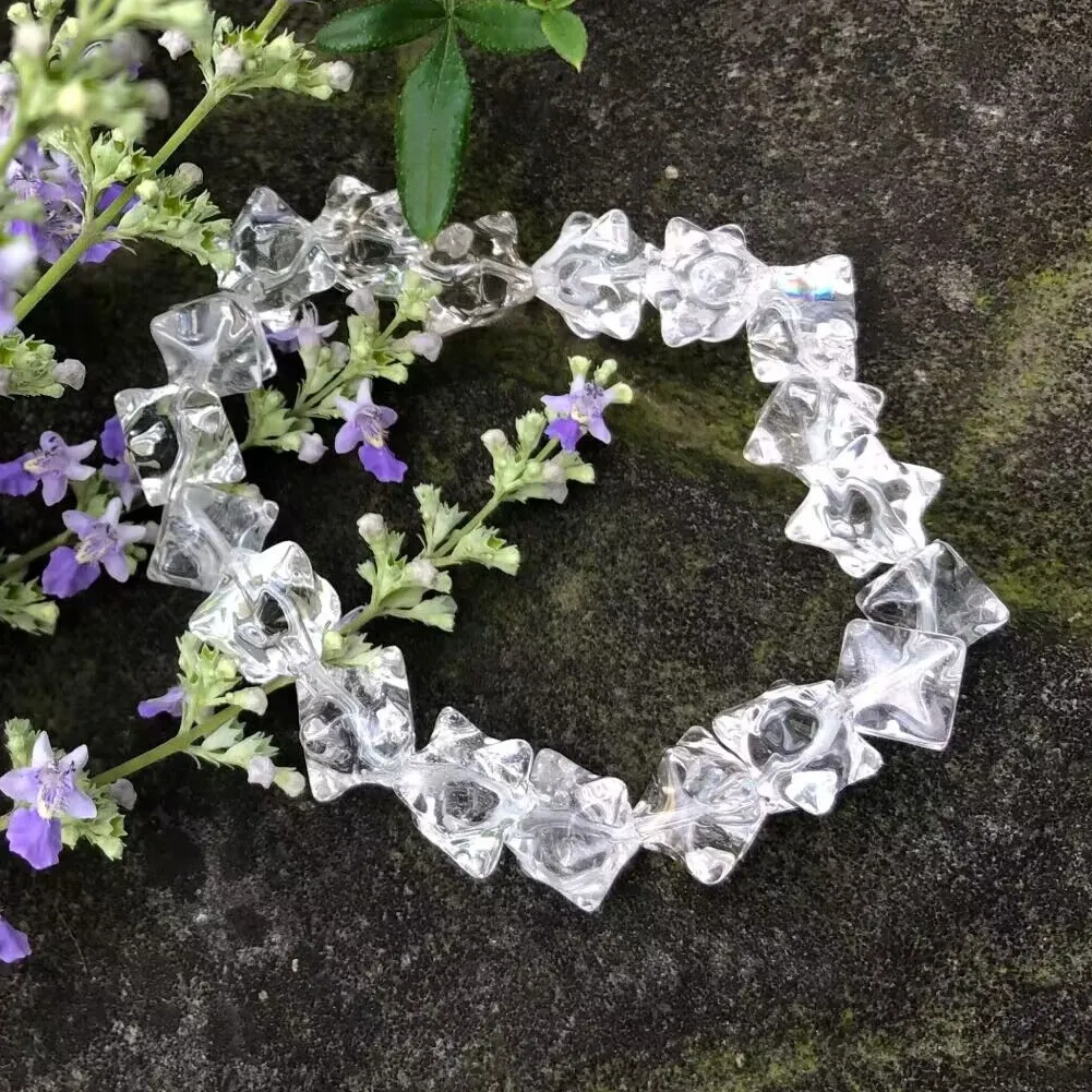 Bracelets en cristal de guérison extensibles en pierres précieuses naturelles Bracelets en quartz clair Merkaba pour cadeaux