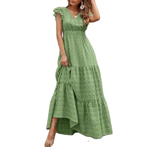 Abiti Lunghi Estivi da <span class=keywords><strong>Donna</strong></span> 2022 con Volant, Stile Bohémien da Spiaggia, Vestito Maxi in Chiffon Personalizzabile con Logo, Abiti Casual con Stampa Floreale <span class=keywords><strong>Boho</strong></span> - Product Image 2