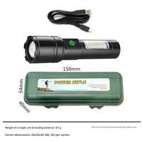 Lampe torche tactique LED rechargeable par USB en alliage d'aluminium avec lumière latérale COB, 1000+ lumens, portée du faisceau 400-500 m, indice de protection IP54