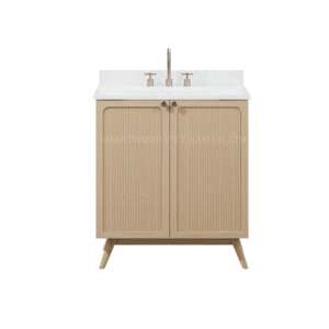 Mueble de baño de pie, tocador montado en la pared, estilo moderno con luz LED, acabado pintado en roble, Vietnam - Product Image 1