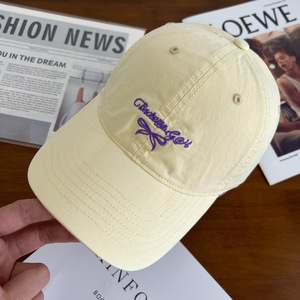 Embroidered <b>Bow</b> Baseball Cap Cotton Yarn Spring Summer Unisex Shade Hat - Product Image 4