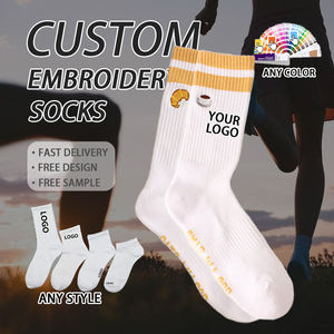 Wholesale Classic Athletic Elite Embroidery Crew Length Sports <b>Socks</b> Custom Logo High Quality - Product Image 2