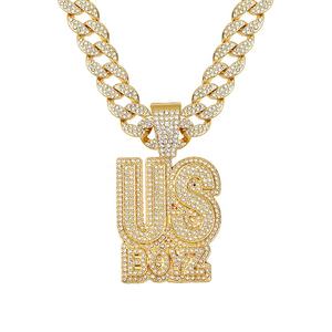 <span class=keywords><strong>Yogoo</strong></span> Jewelry Chapado en oro Bling Custom Metal Letter Pendant Miami Cuban Chain Necklace para hombres Hip Hop Jewelry - Product Image 1