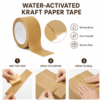 Ruban adhésif en papier kraft écologique activé par l'eau, déchirable à la main, inscriptible, inviolable, pour l'expédition, l'emballage et le bureau