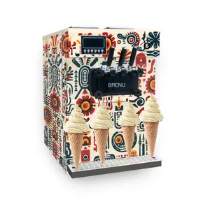 Brenu automatic Easy To Operated Commercial Machine Good Soft Serve Table Top Vending Big Capacity Cone Ice Cream Maker