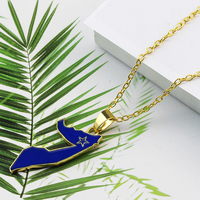 Collier en émail avec carte d'Haïti et de la Somalie, pendentif en forme de contour des pays et de drapeau aux couleurs vives, chaîne dorée, bijou souvenir national