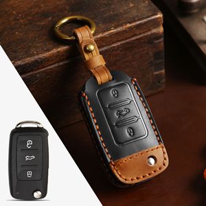 Adecuado para bolsas de llaves <span class=keywords><strong>Volkswagen</strong></span> Passat Golf, bolsas de llaves de cuero Magotan Crazy Horse y llaveros de coche de cuero genuino - Product Image 5