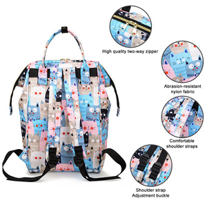 Moda özel baskı bebek karikatür bezi çantası arabası organizatör çantası çok fonksiyonlu taşınabilir mumya sırt çantası - Product Image 3