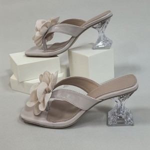 Sandales à talons hauts élégantes à fleurs d'été, grande taille, sexy, à bout carré, tongs tendance 43 - Product Image 2