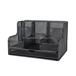 Organisateur de bureau en maille avec tiroir, organisateur de bureau noir pour fournitures de bureau à domicile, panier de rangement pour bureau - Product Image 5