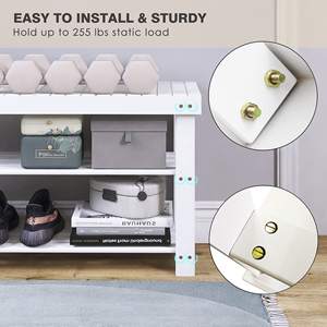 Zapatero de bambú personalizado, estante de almacenamiento organizador de zapatos de 3 niveles para entrada, sala de estar, Zapatero de madera - Product Image 4