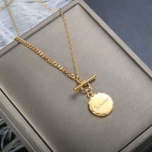 สร้อยคอทองคำแท้ K18เคลือบ PVD เสน่ห์อันเป็นที่รักเครื่องประดับสร้อยคอทองคำออกแบบเข็มกลัด OT - Product Image 3