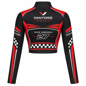 Haut court zippé pour femme, manches longues, en tissu extensible, personnalisé, sublimation intégrale, pour le sport automobile - Product Image 4