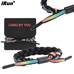 <span class=keywords><strong>IRun</strong></span>, joyería ajustable personalizada, cordón de cuerda, pulseras, logotipo grabado, encanto de Metal, pulsera de Amistad tejida - Product Image 1