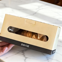 ETpack Boîte de boulangerie avec logo personnalisé de qualité alimentaire, matériau kraft pour présentation de croissants, pâtisseries et pains, emballage en gros fournisseur