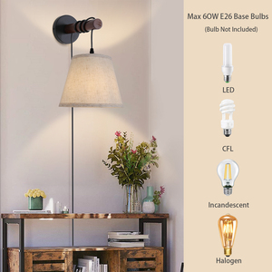 Lampe murale en bois massif de style scandinave vintage en finition noyer : éclairage minimaliste moderne pour salons, tables de chevet - Product Image 4