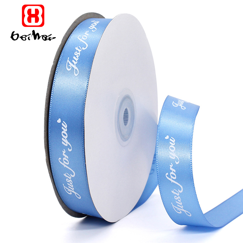 Factory Wholesale 20 mm Print Satin Ribbon Single Face Gift Ribbon With Logo for Gift Wrapping Decorative