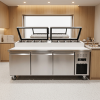 Table de préparation réfrigérée en acier inoxydable pour usage commercial et domestique avec tiroirs, station de travail réfrigérée pour la préparation de pizzas et de salades
