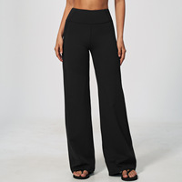 Celana Yoga Wide-Leg 5575 Pinggang Tinggi, Kontrol Perut, Angkat Bokong, Latihan Pilates, Legging Flare Elastis Tinggi dari Spandex/Nylon