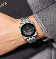 Montre homme SKMEI 2413, cadran carré brillant, 30 m étanche, quartz, pour anniversaire ou cadeau de fête.