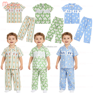 Ensemble de <span class=keywords><strong>pyjama</strong></span> pour bébé décontracté d'été avec haut à boutons et short imprimé <span class=keywords><strong>lapin</strong></span> Vêtements de nuit à domicile pour garçons Tenues 2 pièces - Product Image 4