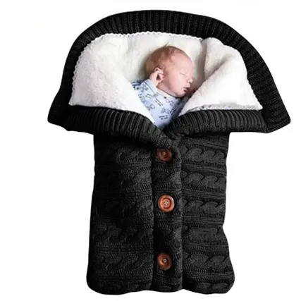 Mantas Unisex para bebés, saco de dormir suave y grueso de lana tejida para bebés y niños