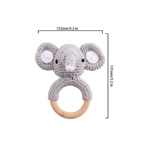 <span class=keywords><strong>Anneau</strong></span> de <span class=keywords><strong>dentition</strong></span> en bois pour bébé, 12 pièces, animaux, jouets pour bébés, Silicone, hochet - Product Image 5