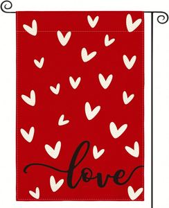 Bandera de Jardín Rectangular con Corazón, Doble Cara, Poliéster, Colores Rojo y Rosa, para Bodas, Aniversarios, Día de San Valentín, Decoración para Exteriores - Product Image 3