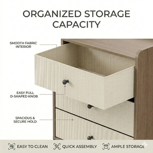 Mesita de Noche con 3 Cajones, Cómoda de Tela, Organizador, Mueble de Almacenamiento para Dormitorio, Pasillo, Entrada, Armarios - Product Image 2