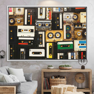 Lienzo Impreso: Arte Retro de Casete para Decoración de Sala de Música, Lienzo con Marco Blanco - Product Image 3