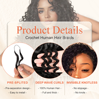 Extensions de cheveux de type crochet de qualité supérieure Originea, cheveux humains afro crépus bouclés, vague profonde, cheveux crépus bouclés pré-bouclés, vente chaude