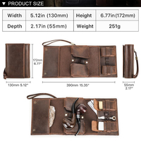 Pochette à tabac en cuir véritable portable, personnalisable OEM, en cuir Crazy Horse, accessoires pour pipe à fumer avec 2 emplacements pour pipes