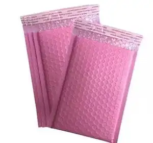 Saco de embalagem embalagem biodegradável, embalagem impressa personalizada rosa claro poly bolha, envelope