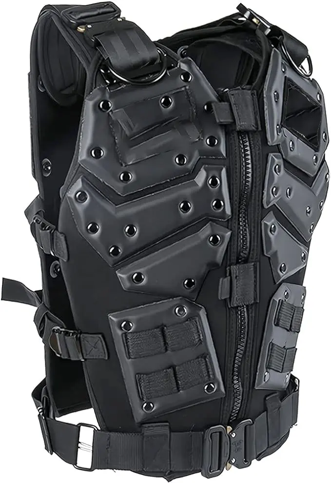 FIRST FIBER Black Men's Tactical Vest Adjustable Molle Vest for Youth and Adult Safety Clothing for Cosplay Costumes and Youth