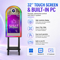 Miroir Photo Arche Innovant avec Écran Tactile 32 Pouces, Cabine Photo Miroir Lumineux RGB, Machine Photobooth Selfie Magique