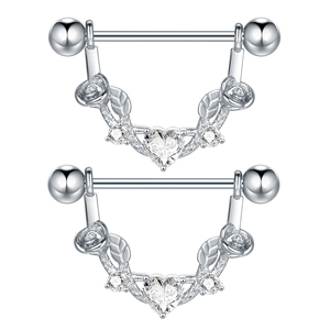 Acero quirúrgico U-Ring Style CZ Heart Dangle Nipple Barbells Chest Ring Body <span class=keywords><strong>Piercing</strong></span> Jewelry - Product Image 1