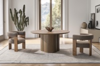 Ensemble de table à manger familiale de luxe, table ronde en bois massif, 6-8 places, pour salle à manger haut de gamme