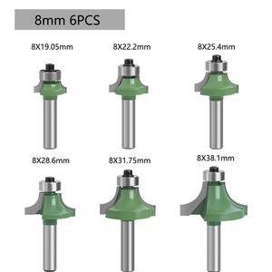 Fraise à arrondir les coins de 8 mm avec roulement, lot de 6 fraises à queue pour le travail du bois, personnalisable OEM - Product Image 5