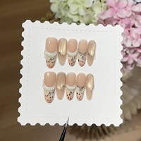 Faux ongles faits main de qualité supérieure, rose nude, jaune, French Cat Eye, à presser, avec breloques étoiles 3D, tranches de coquillages et cristaux diamantés pour nail art