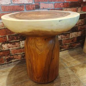 Tavolino da Caffè in <span class=keywords><strong>Legno</strong></span> Massello Stile Tronco <span class=keywords><strong>con</strong></span> Texture Naturale Design Multifunzionale per Soggiorno e Balcone - Product Image 6