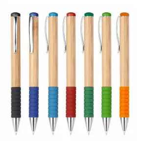 광고 사용자 정의 로고 프로모션 기념품 대나무 트위스트 액션 펜 고무 그립 에코 친화적 인 프로모션 대나무 펜